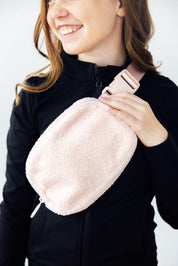 Light Pink Fleece Belt Bag