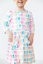 Middle Sister 3/4 Sleeve Pocket Twirl Dress