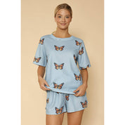 Miss Sparkling Waffle Fabric Printed Matching Shorts Set