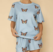 Miss Sparkling Waffle Fabric Printed Matching Shorts Set