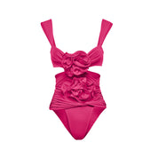 Handmade Floral One Piece Swimsuit Women Beach Vacation Suit Skirt Swimsuit