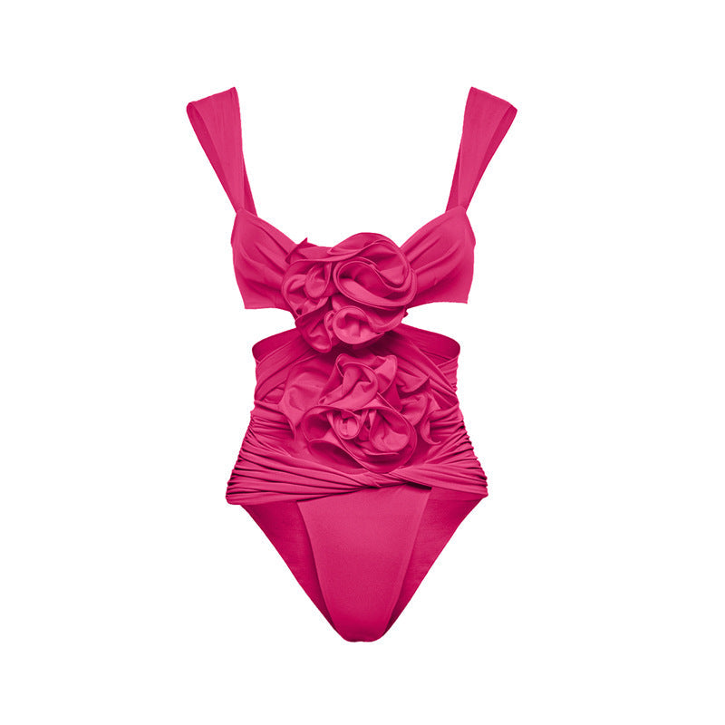 Handmade Floral One Piece Swimsuit Women Beach Vacation Suit Skirt Swimsuit