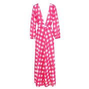 One Piece Swimsuit Cardigan Women Long Sleeve Printed Bikini Cover Up Robe