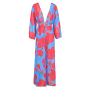 One Piece Swimsuit Cardigan Women Long Sleeve Printed Bikini Cover Up Robe