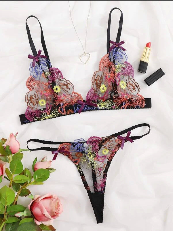 Translucent Lace Three-Point Bikini Set