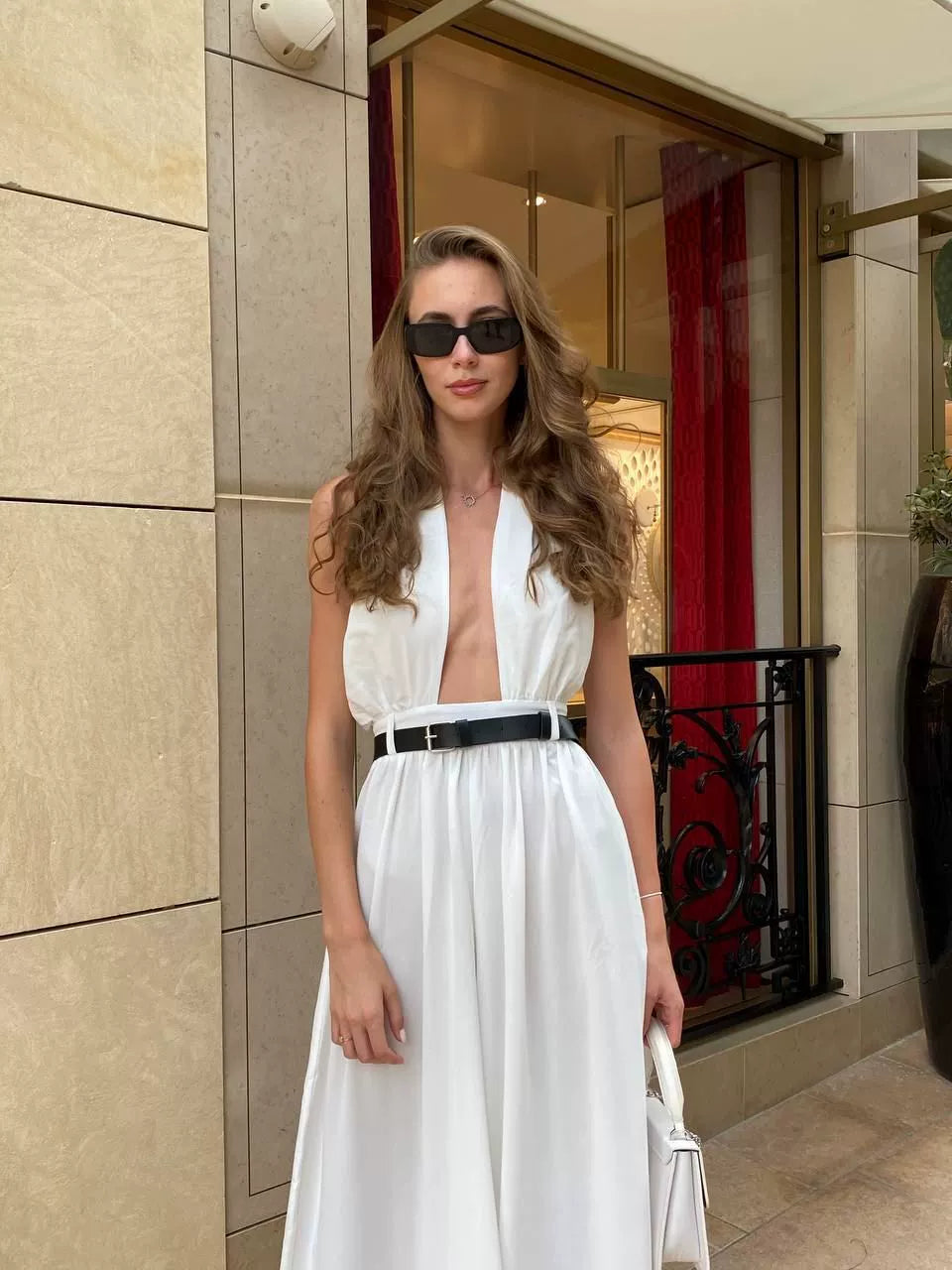 Halter Backless Jumpsuit in White