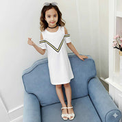 Black V-shaped Stripe Dress