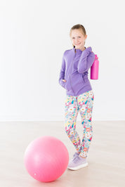 Playful Purple Full-Zip Ruffle Active Jacket