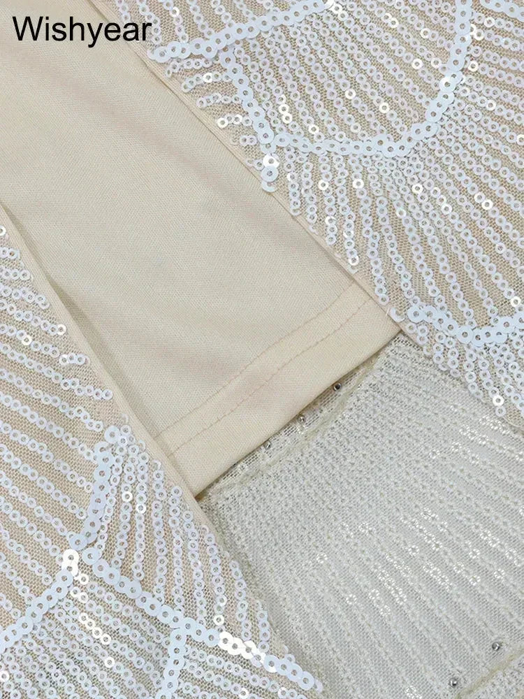 Sequin Hollow Out Spaghetti Strap Backless Mermaid Maxi Dress