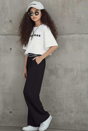 Short Sleeve Wide Leg Pants Two-piece Set