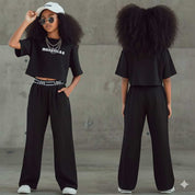 Short Sleeve Wide Leg Pants Two-piece Set