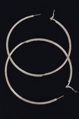 Thin Hoop Earrings With Rhinestone Details.