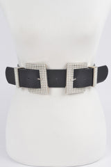 Two Faux Pearl Buckle Waist Belt
