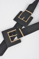 Two Buckle Faux Suede Belt
