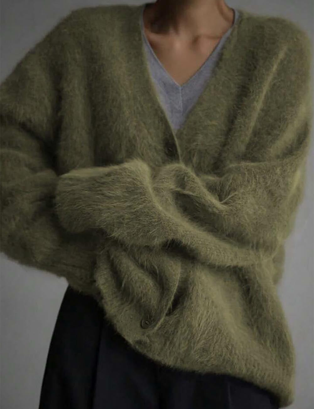 Women’s Faux Mink Relaxed Fit Oversized Cardigan Sweater | NCS