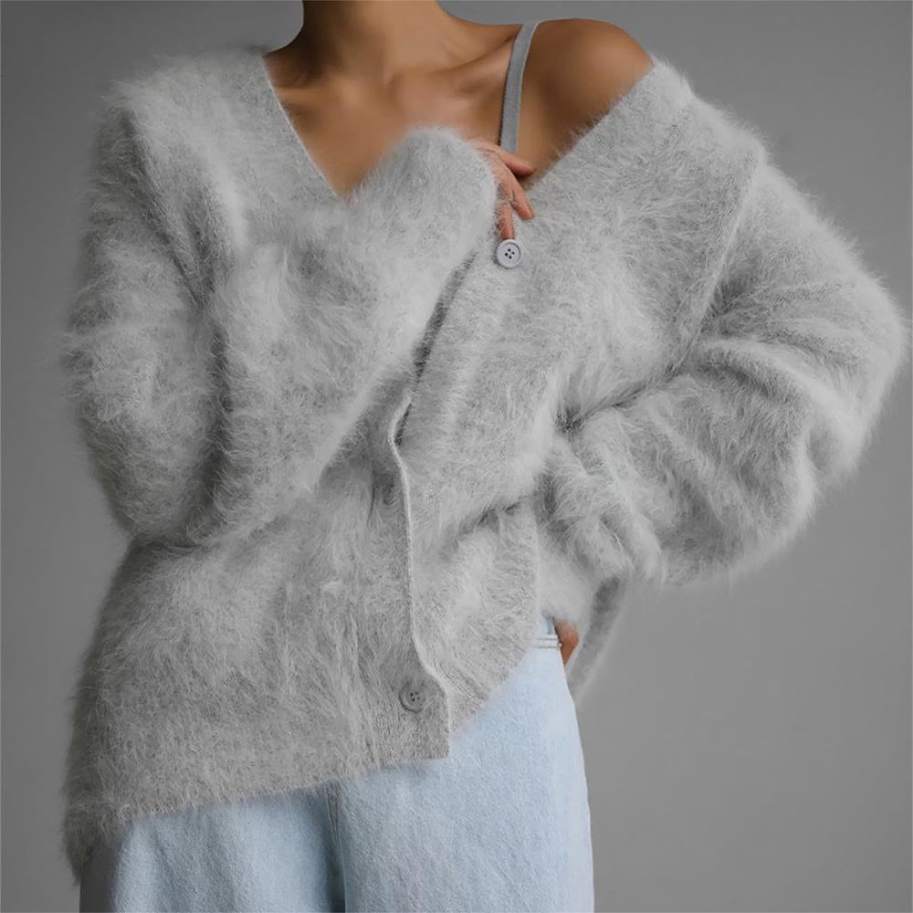 Women’s Faux Mink Relaxed Fit Oversized Cardigan Sweater | NCS