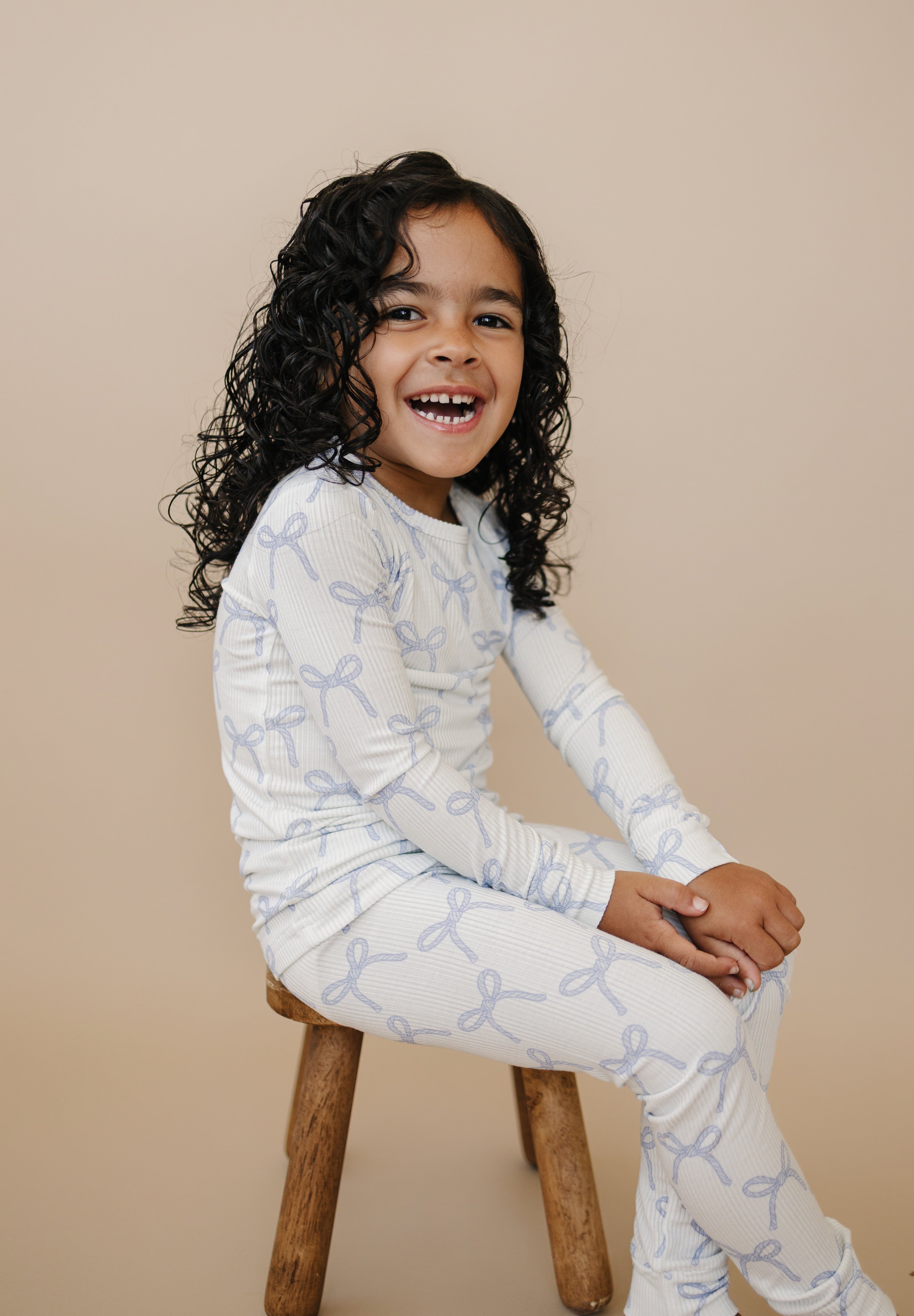 Blue Belle 2pc Ribbed Bamboo Pajamas