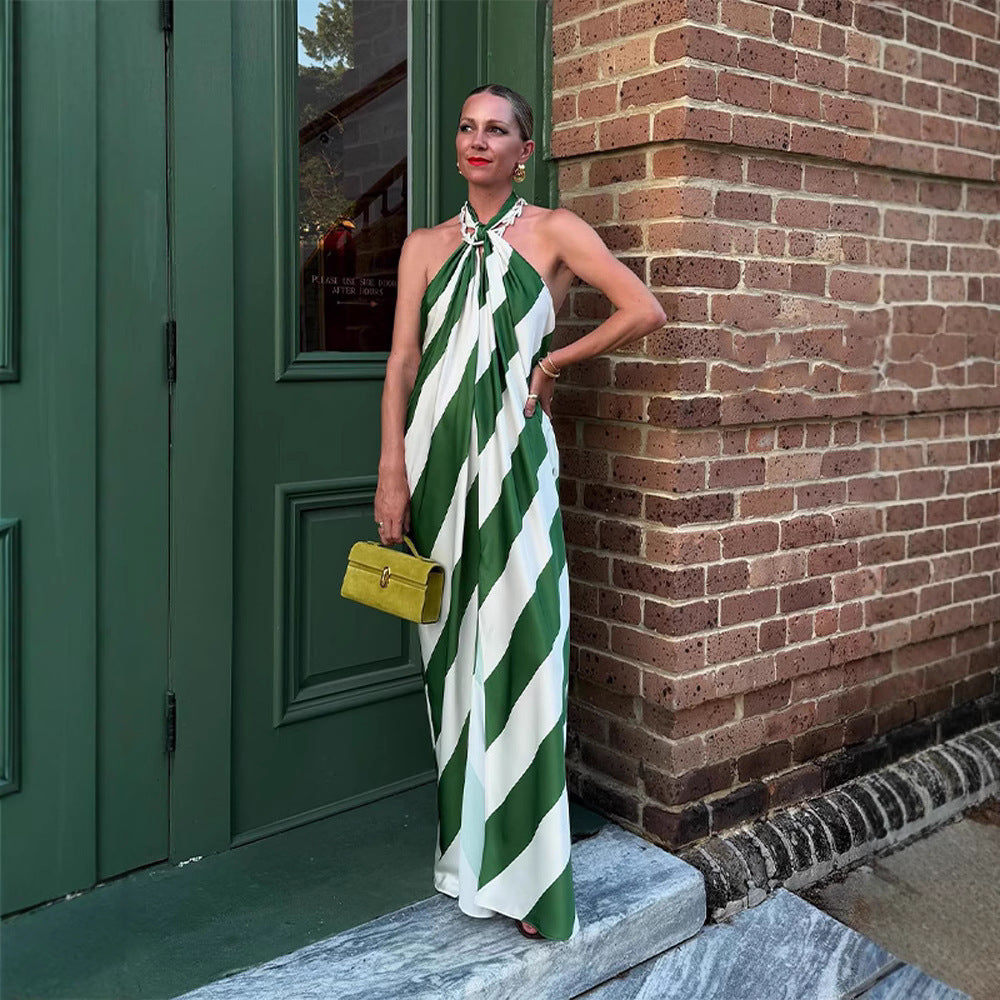 🔥 Sassy & Classy  - Bold Striped Halter Dress