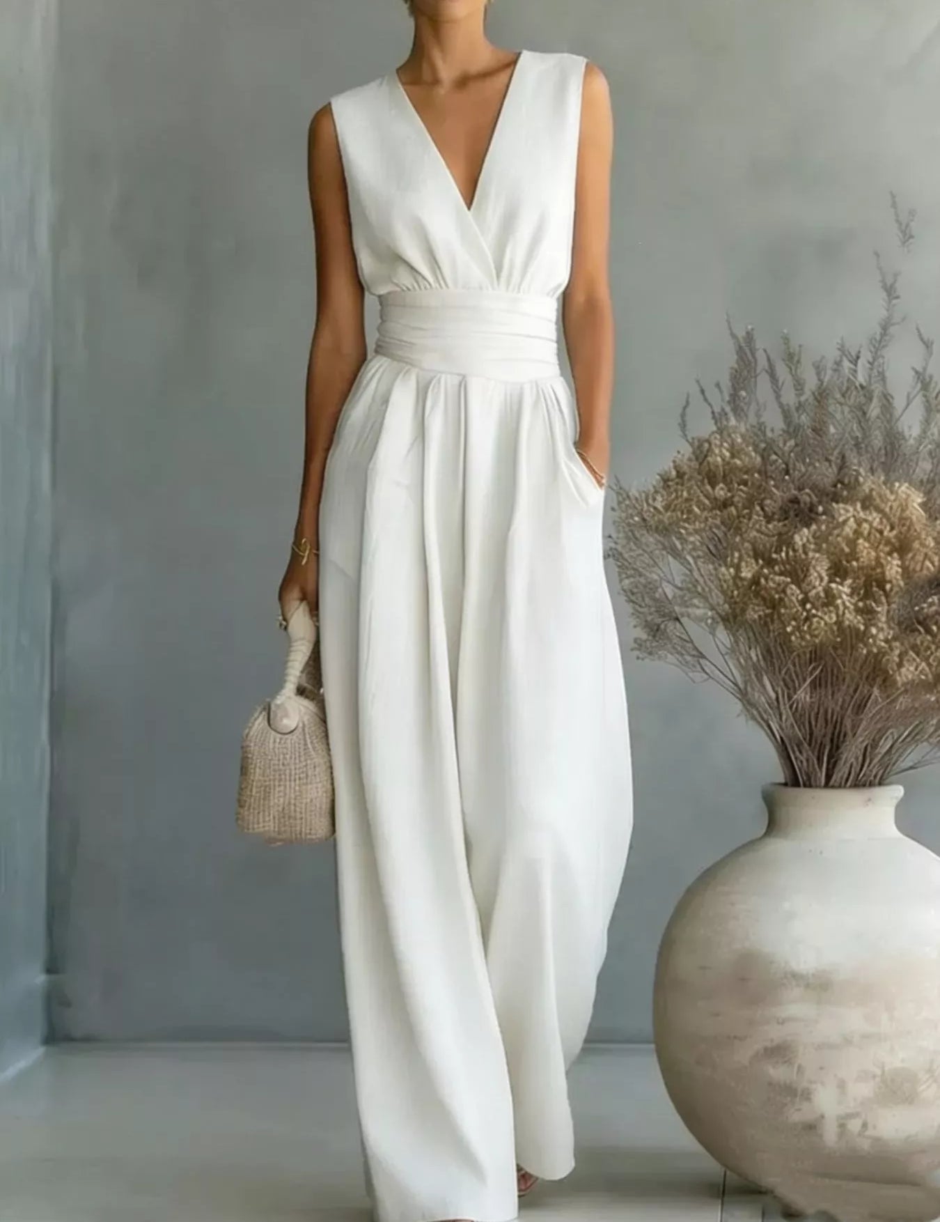Full Size Sleeveless Wide Leg Jumpsuit Plus Size
