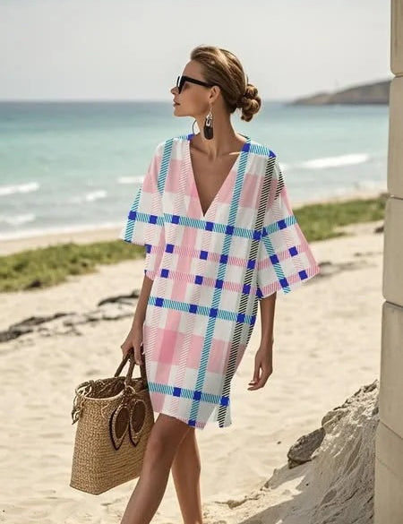 🌸 Chic & Carefree - Loose Printed V-neck  Casual Holiday Dress