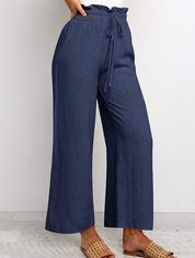 Lace-up Wide Leg Pants