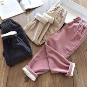 Girls' Winter Velvet Thickened Corduroy Trousers