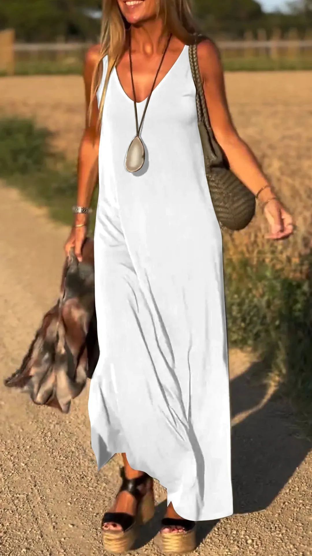 Maxi V-neck Strap Dress