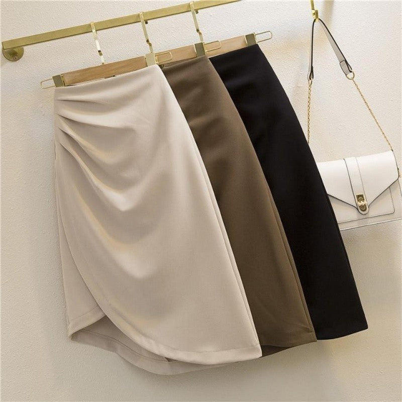 Pleated High Waist Sheath Skirt