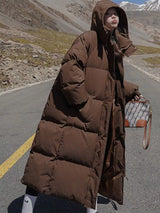 Plus Size Oversized Hooded Longline Puffer Coat