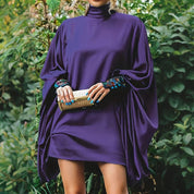 High Neck Lantern Sleeve Dress