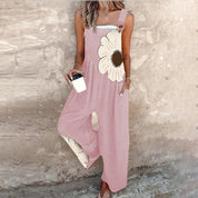 Vintage Print Loose Sleeveless Jumpsuit