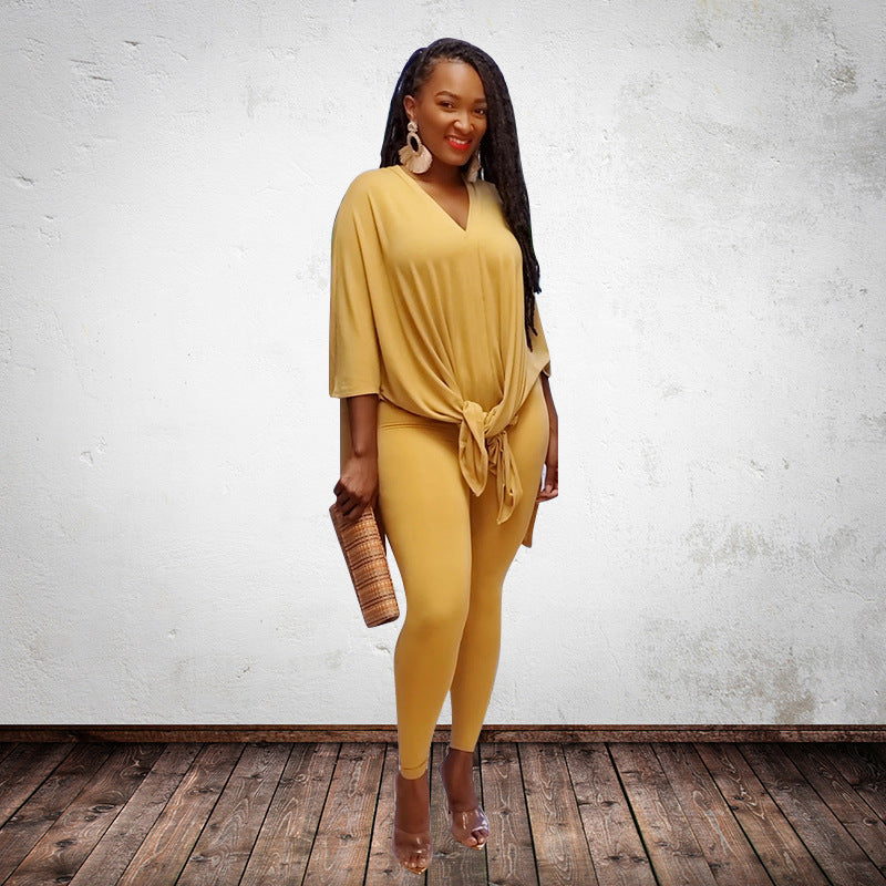 Solid Color Loose Casual set