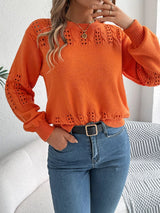Hollow Out Eyelet Long Sleeve Sweater
