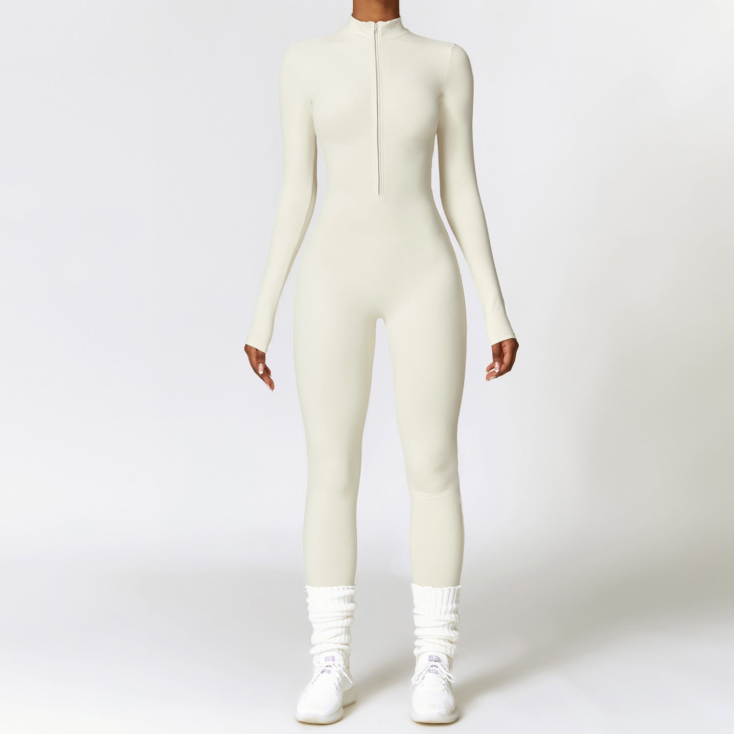 Zipper Long-sleeved Jumpsuit
