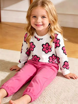 Children's Floral Long Sleeve Sweatshirt and Joggers Set