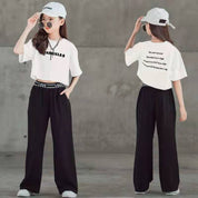 Short Sleeve Wide Leg Pants Two-piece Set