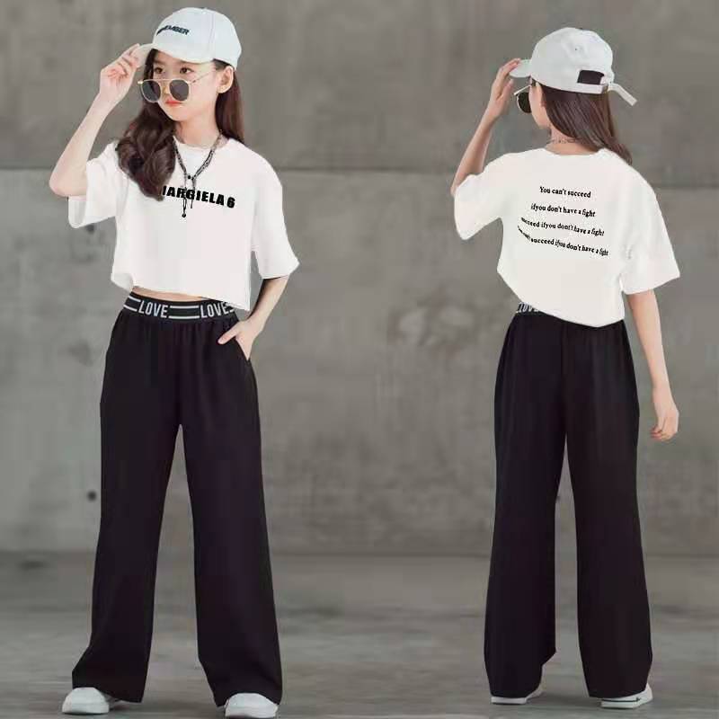 Short Sleeve Wide Leg Pants Two-piece Set