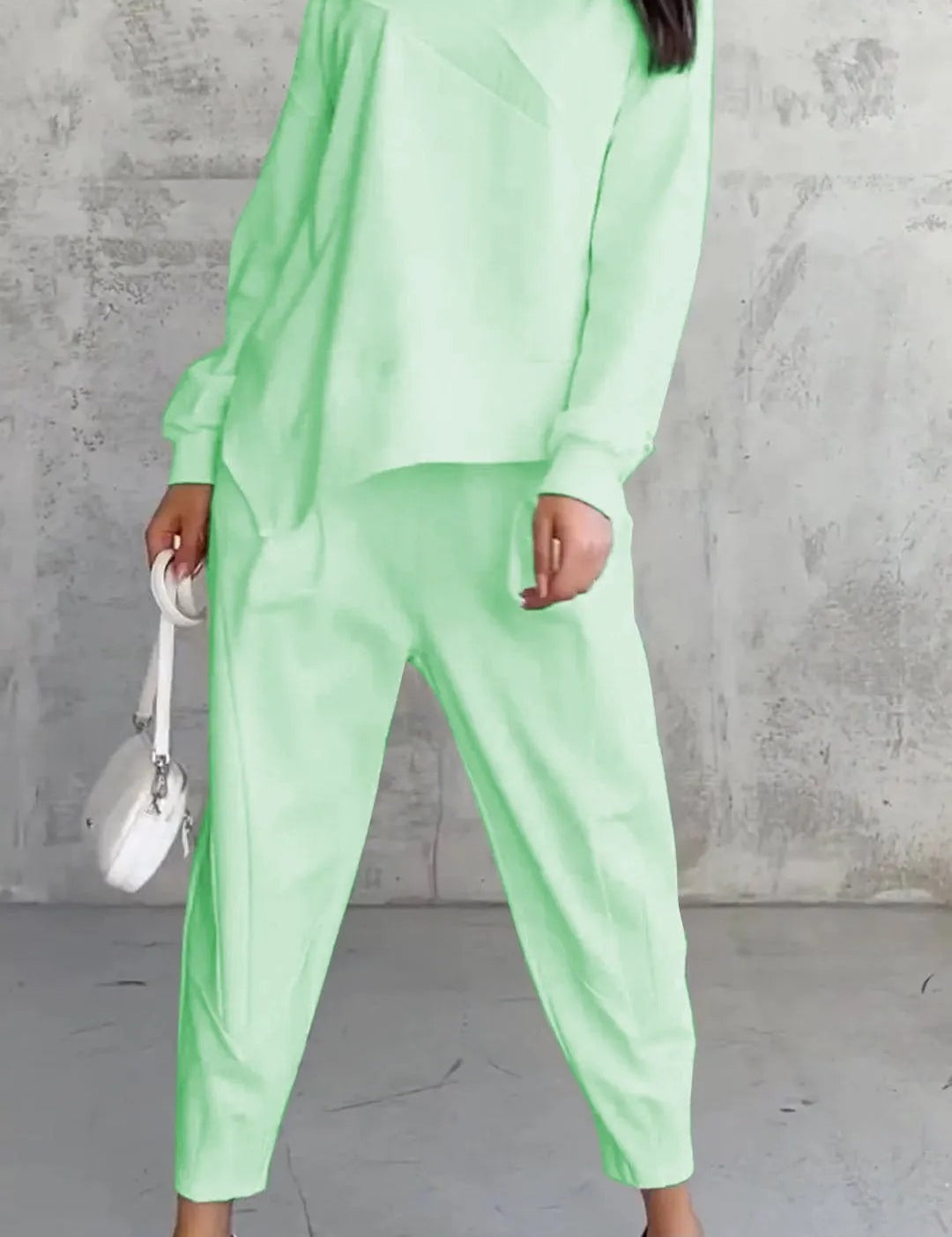 Round Neck Loose And Irregular Long-sleeve Sweater Set