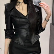 Black Waist Tight Long Sleeve Coat