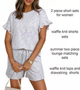 Ruffle Sleeve Textured Top and Shorts Set