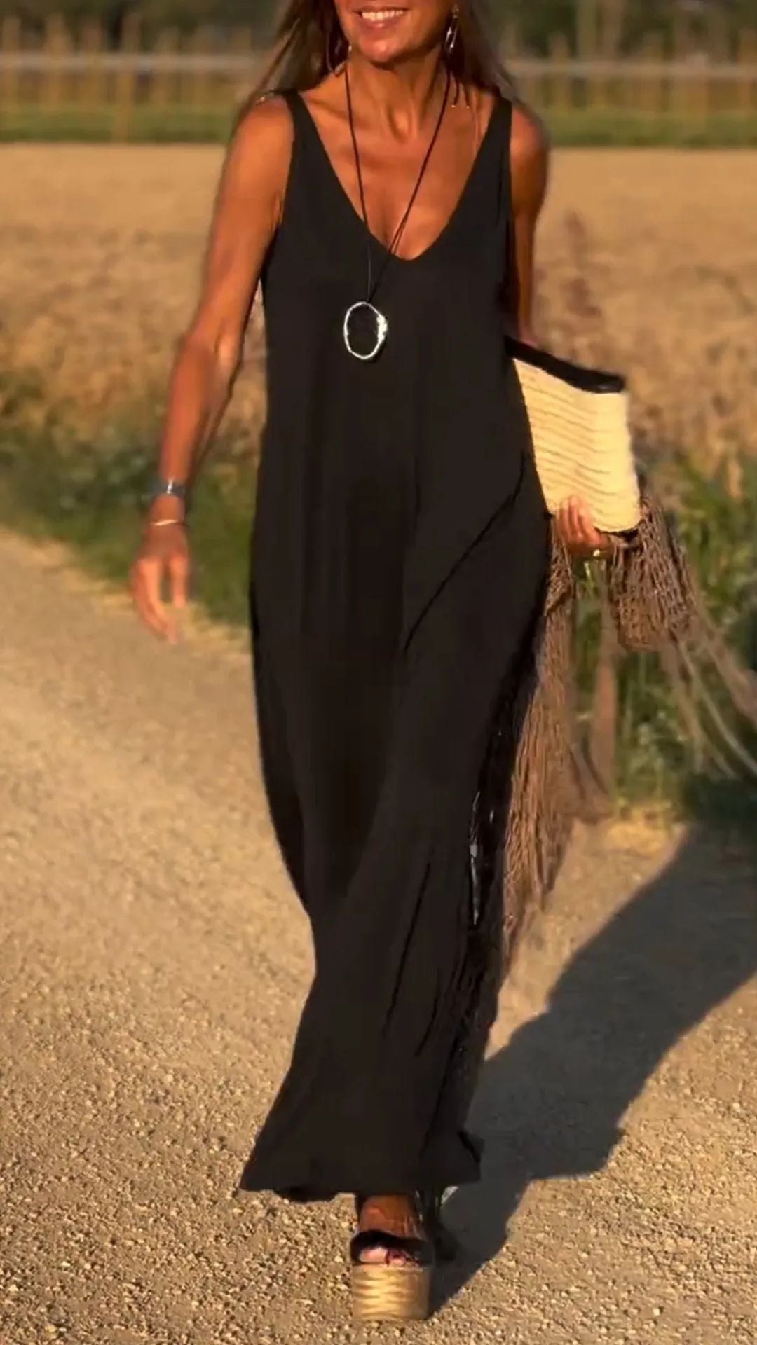 Maxi V-neck Strap Dress