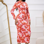 Fashionable And Elegant Temperament Petal Print Autumn And Winter Long Sleeved Dress With Elegant Orientation