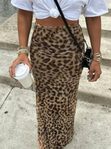 Leopard Print High-Waisted Maxi Skirt