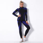Stripes in Motion - Striped Sports Wear Long Sleeve Two-piece Set