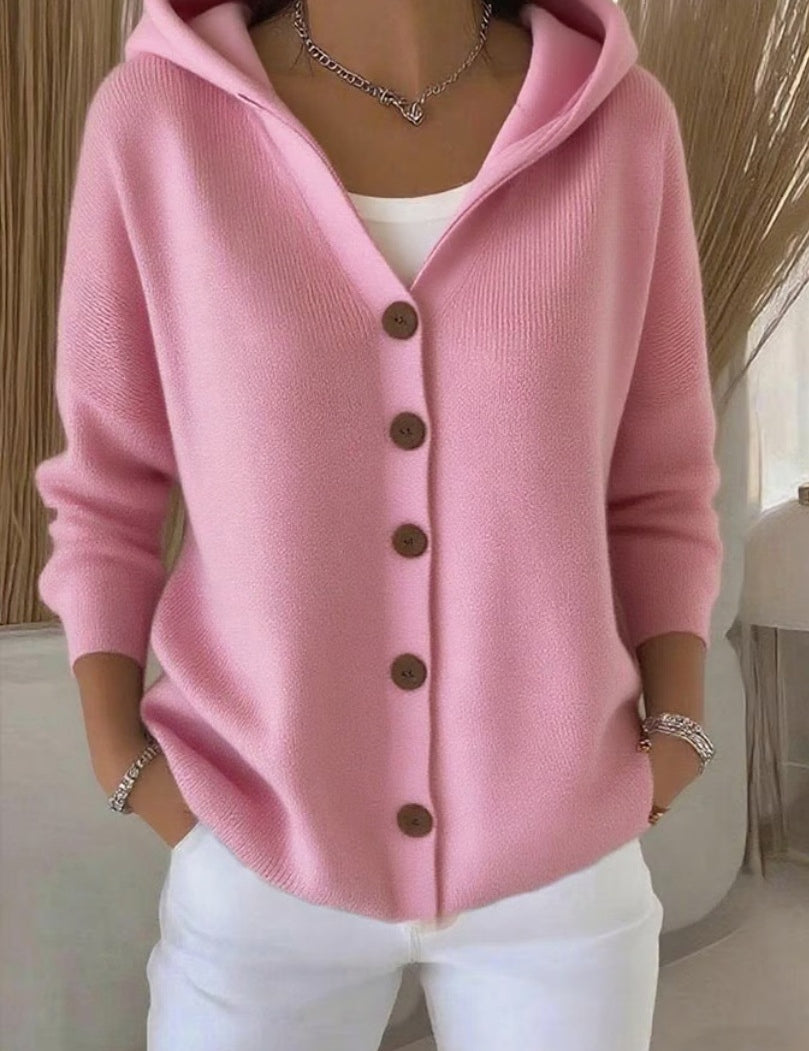 Button Hooded Sweater