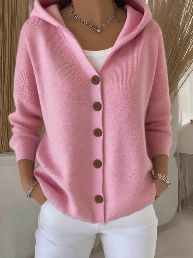 Button Hooded Sweater