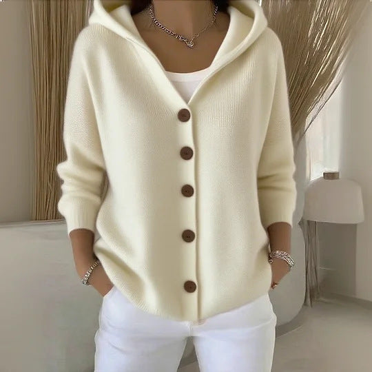 Button Hooded Sweater