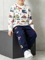 Children's Construction Vehicle Print Sweatshirt and Jogger Set