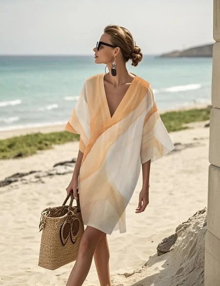 🌸 Chic & Carefree - Loose Printed V-neck  Casual Holiday Dress