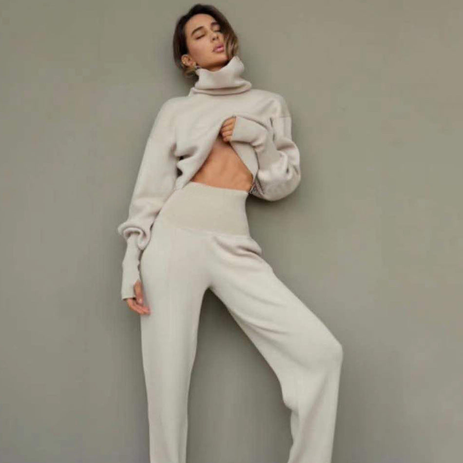 Loose Turtle Neck Two-piece Sweater Set